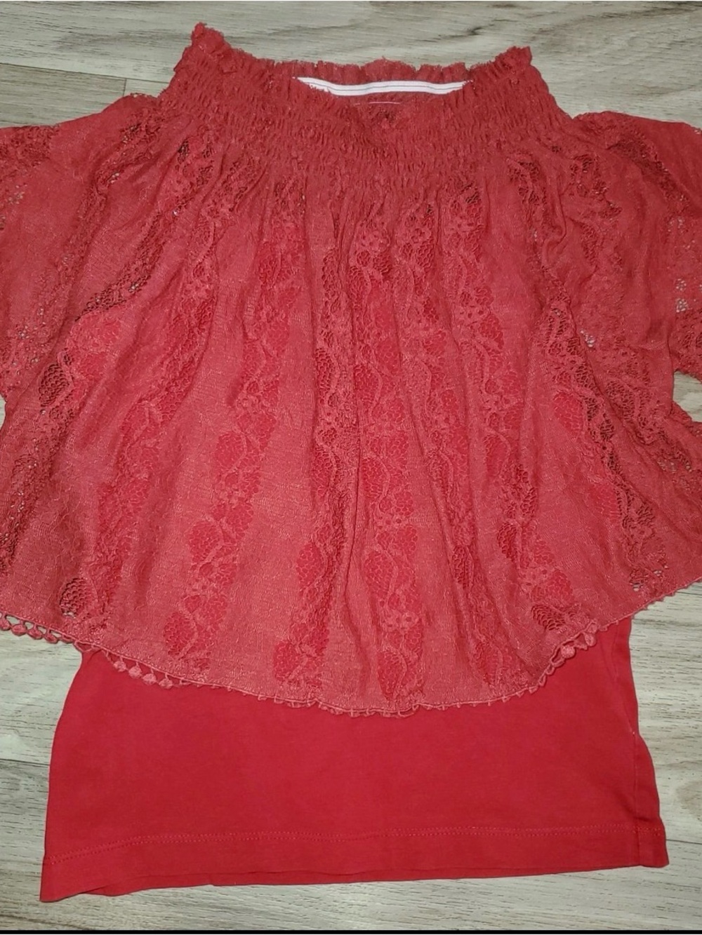 Girls sz 6 Jak & Peppar Red Lace Overlay 2 pc Camisole Tank Top Set